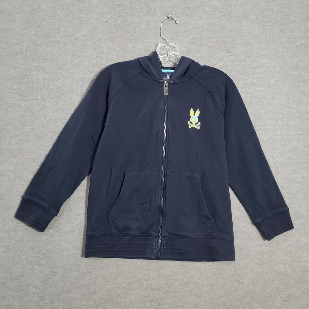 Psycho Bunny Boys Sweatshirt Large Blue‎ Bennett Hoodie Logo Full Zip